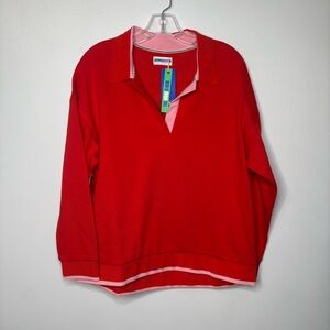 NWT Wknd Nation Homeworksocial Pullover Sweatshirt Sz L Red Collared